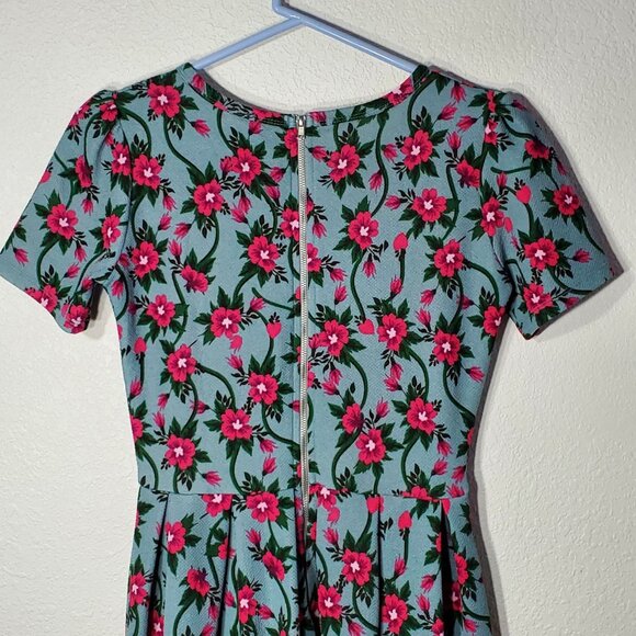 LuLaRoe Amelia Women's Dress Floral Print A-Line Dress XS Pleated Pockets - Picture 7 of 10